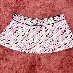y2k pink, brown and white swim skirt